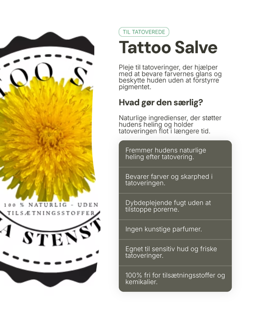 Tattoo salve - naturlig pleje til tatoveret hud