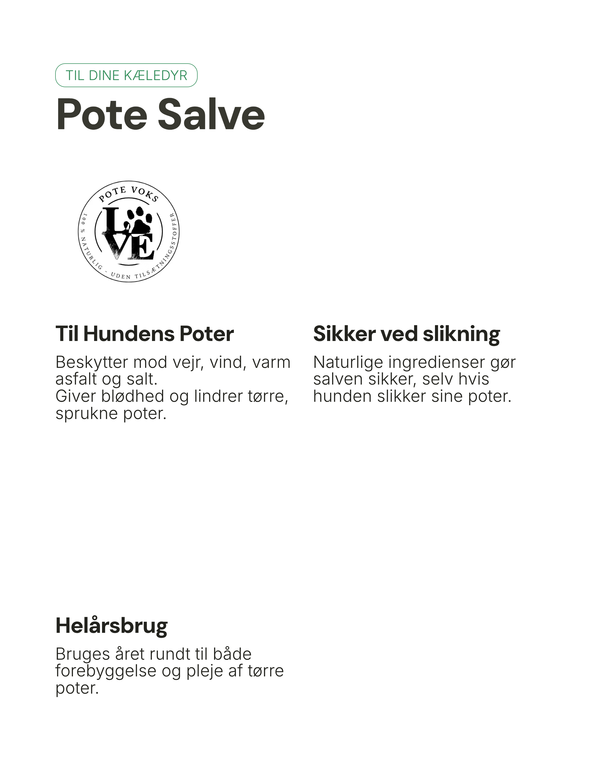 Hunde potesalve -  Naturlig pleje til hundepoter