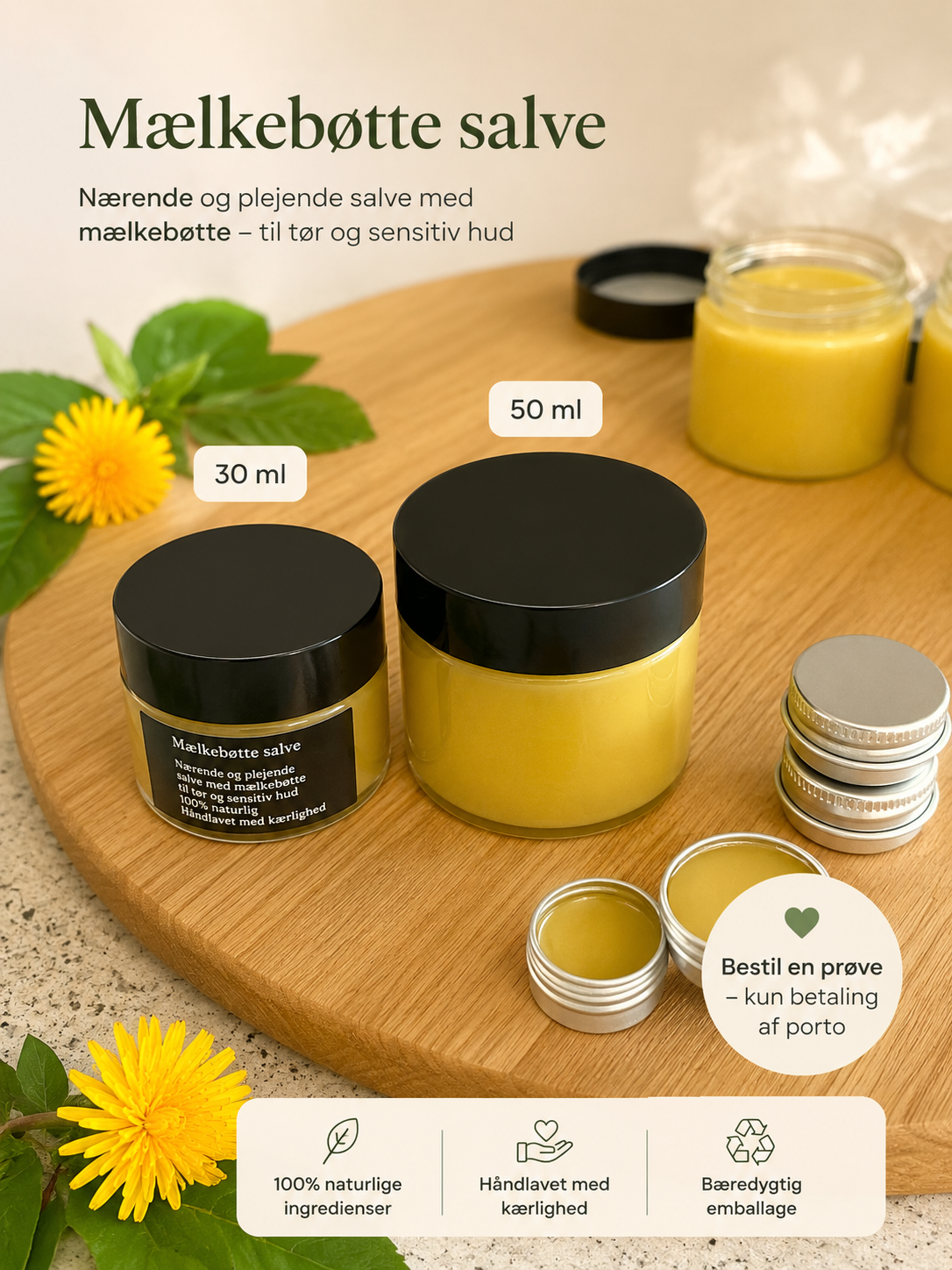 Mælkebøttesalve - Naturlig hudpleje