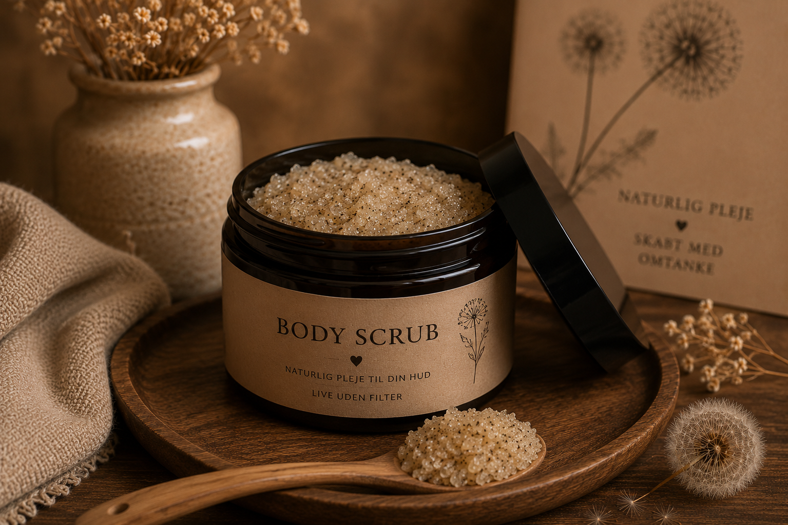🌿Mælkebøtte Body Scrub – Naturlig eksfoliering med økologisk kokosolie