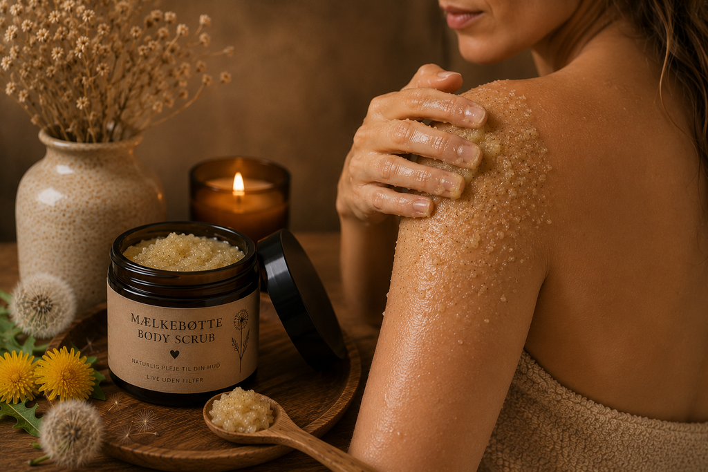 🌿Mælkebøtte Body Scrub – Naturlig eksfoliering med økologisk kokosolie